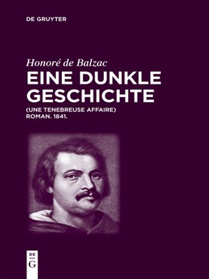 cover image of Honoré de Balzac, Eine dunkle Geschichte